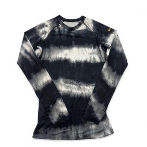 Nike Pro Combat Dri-Fit XS Fitted Long Sleeve Black White Tie Dye EUC